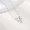 LCB7001银镀18K白金培育海蓝宝蝴蝶项链主石7*5mm/0.8ct 6